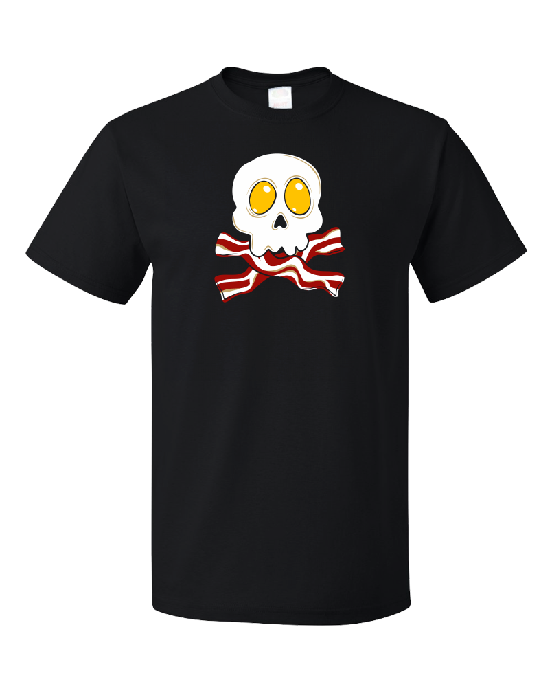 Standard Black Bacon N' Eggs Skull - Breakfast Humor T-shirt