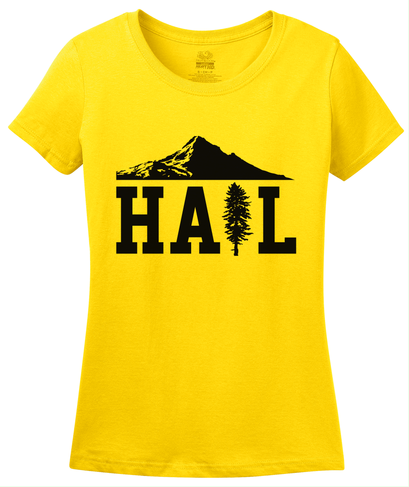 Ladies Yellow Portland U of M Club Hail T-shirt