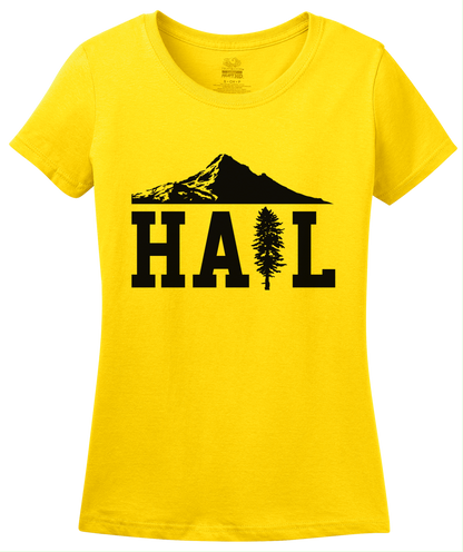 Ladies Yellow Portland U of M Club Hail T-shirt