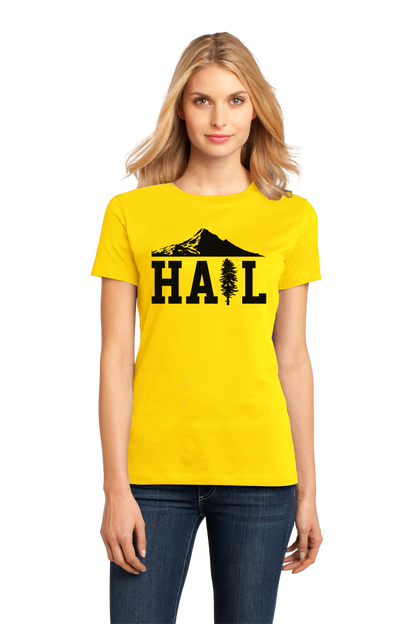 Ladies Yellow Portland U of M Club Hail T-shirt