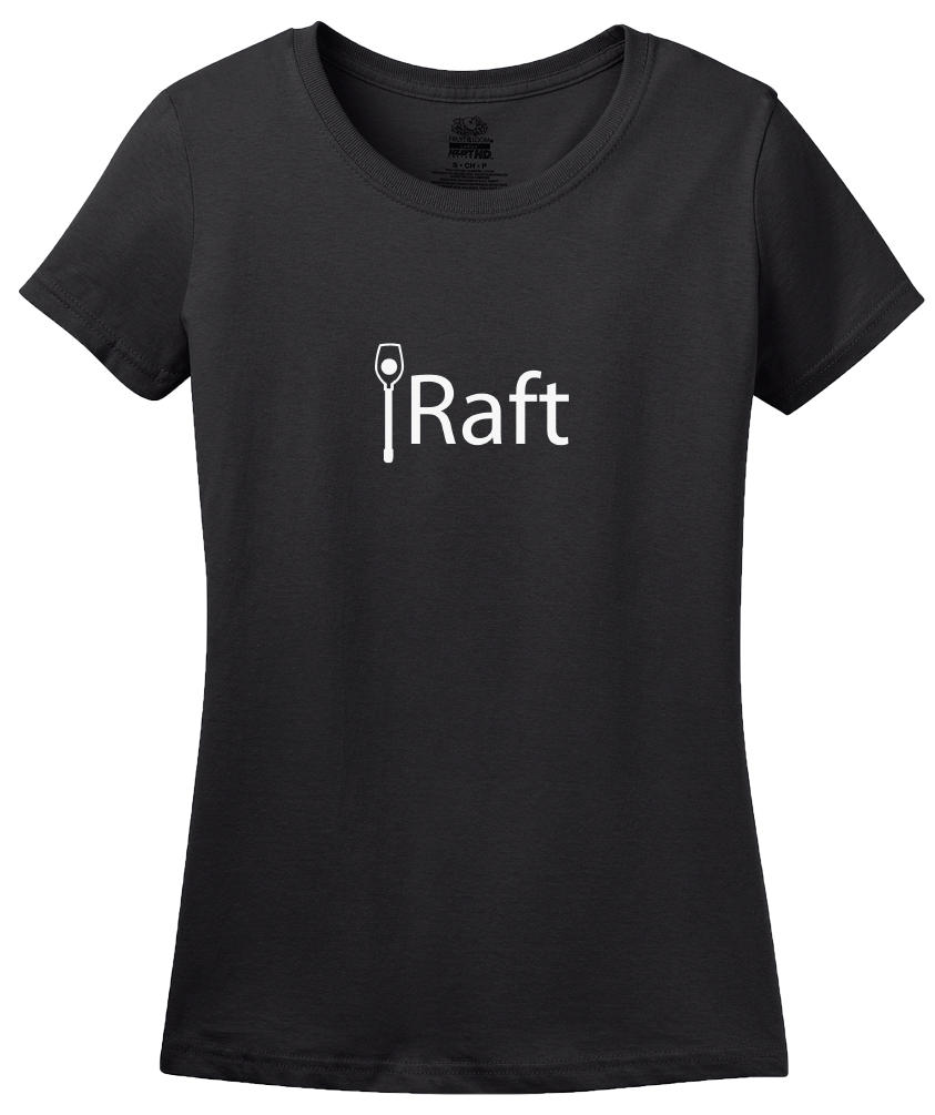 Ladies Black iRaft - Funny River Paddle Enthusiast White Water Rafting Fan T-shirt