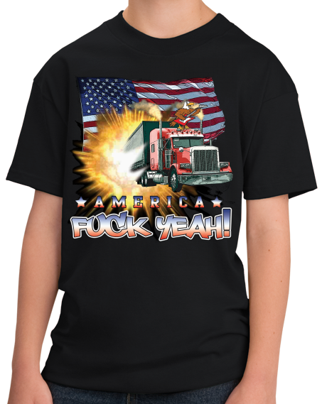 Youth Black America Fuck Yeah! - Merica Patriotism Funny Merica 4th of July T-shirt
