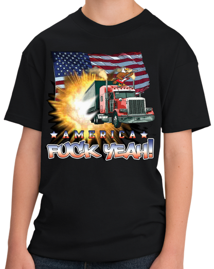 Youth Black America Fuck Yeah! - Merica Patriotism Funny Merica 4th of July T-shirt