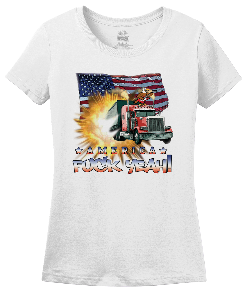 Ladies White America Fuck Yeah! - Merica Patriotism Funny Merica 4th of July T-shirt
