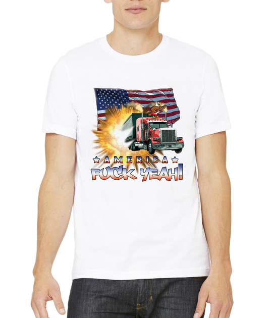 Standard White America Fuck Yeah! - Merica Patriotism Funny Merica 4th of July T-shirt