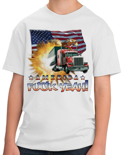 Youth White America Fuck Yeah! - Merica Patriotism Funny Merica 4th of July T-shirt
