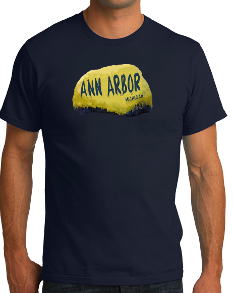 Standard Navy Ann Arbor Rock - University of Michigan Landmark Funny Pride T-shirt