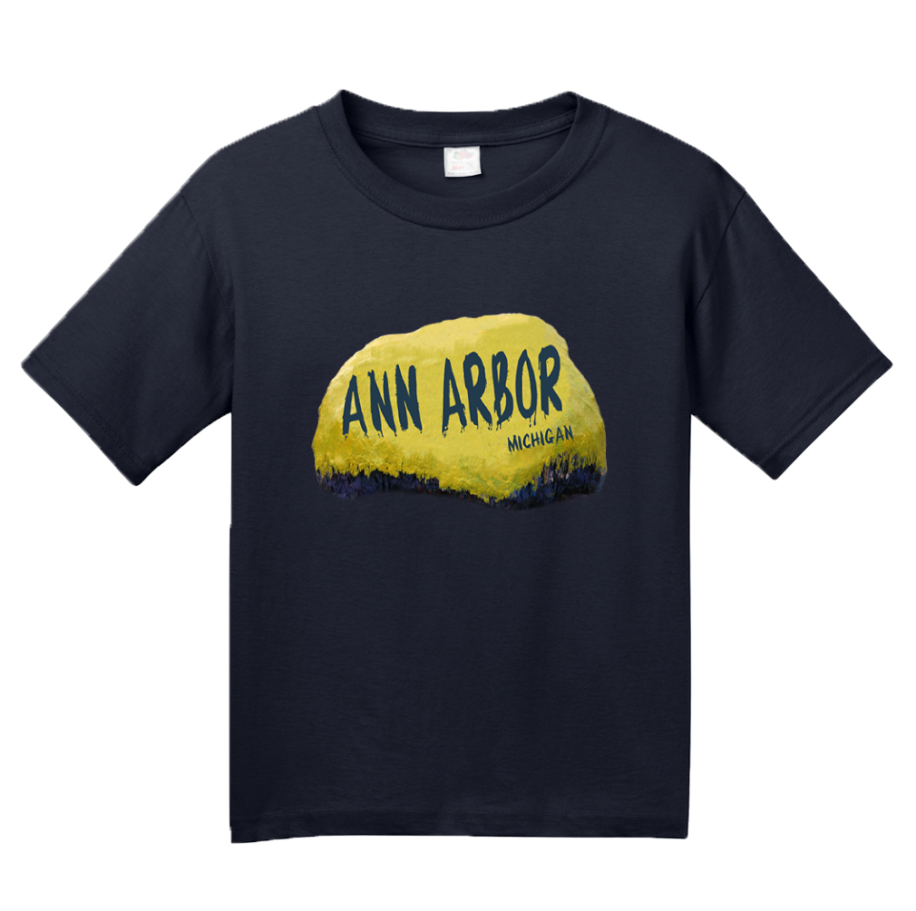 Youth Navy Ann Arbor Rock - University of Michigan Landmark Funny Pride T-shirt