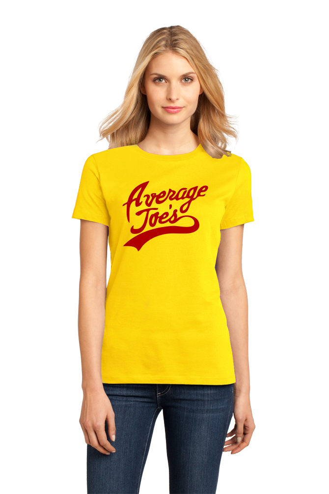 Ladies Yellow Average Joe's - Dodgeball Movie Homage Funny Ben Stiller Humor T-shirt