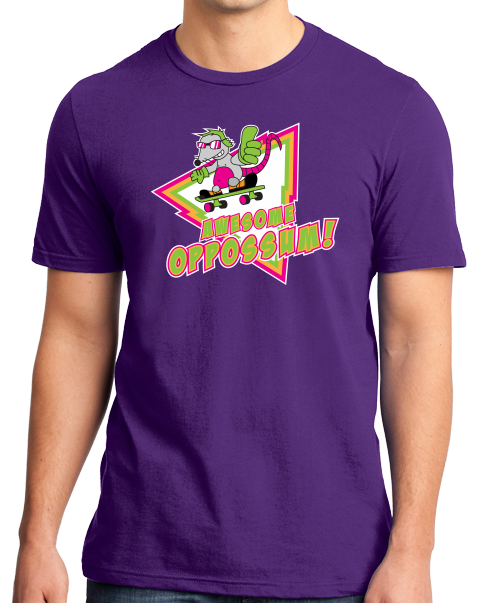 Standard Purple Awesome Oppossum! - Funny 80s Nostalgia Skateboarding Joke T-shirt