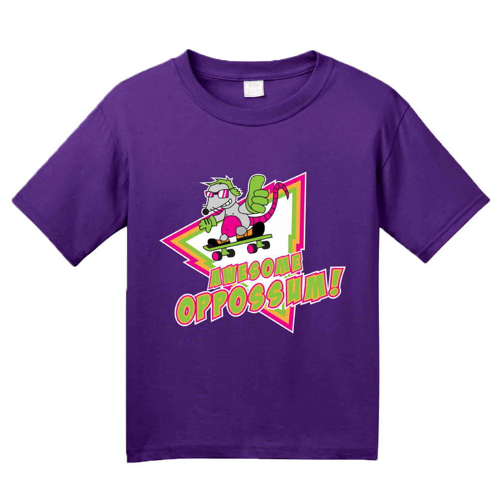 Youth Purple Awesome Oppossum! - Funny 80s Nostalgia Skateboarding Joke T-shirt