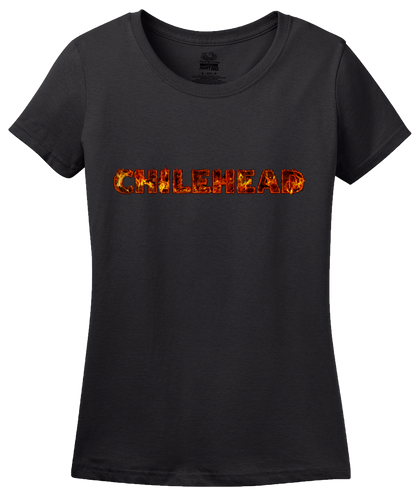 Ladies Black Chilehead - Ghost Pepper Trinidad Scorpion Spicy Chipotle Fan T-shirt