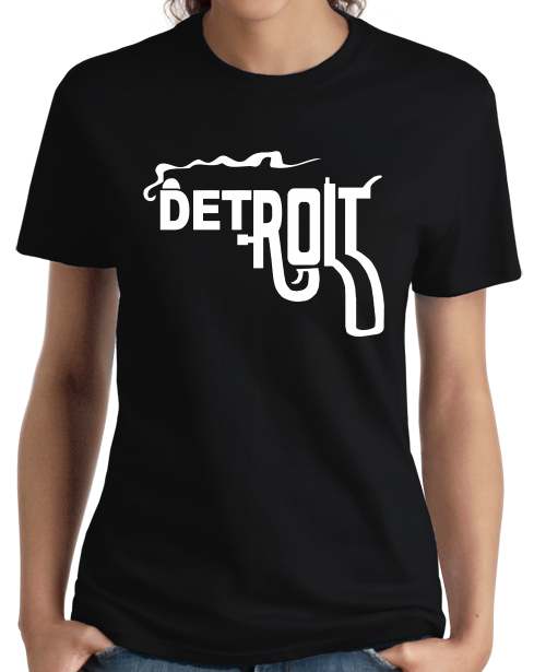 Ladies Black DETROIT GUN TEE T-shirt