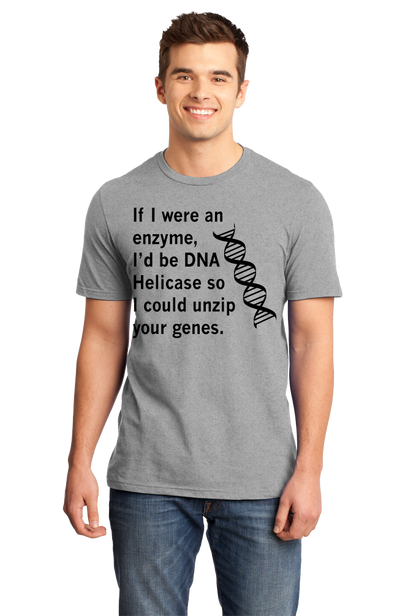 Standard Grey DNA Helicase - Unzip Your Genes - Nerd Humor Geek Pick-Up Line T-shirt