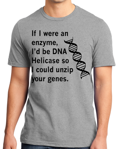 Standard Grey DNA Helicase - Unzip Your Genes - Nerd Humor Geek Pick-Up Line T-shirt