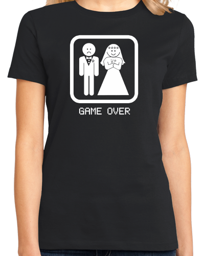 Ladies Black Game Over - Bachelor Party Groom Funny Marriage Guy Gift Joke T-shirt