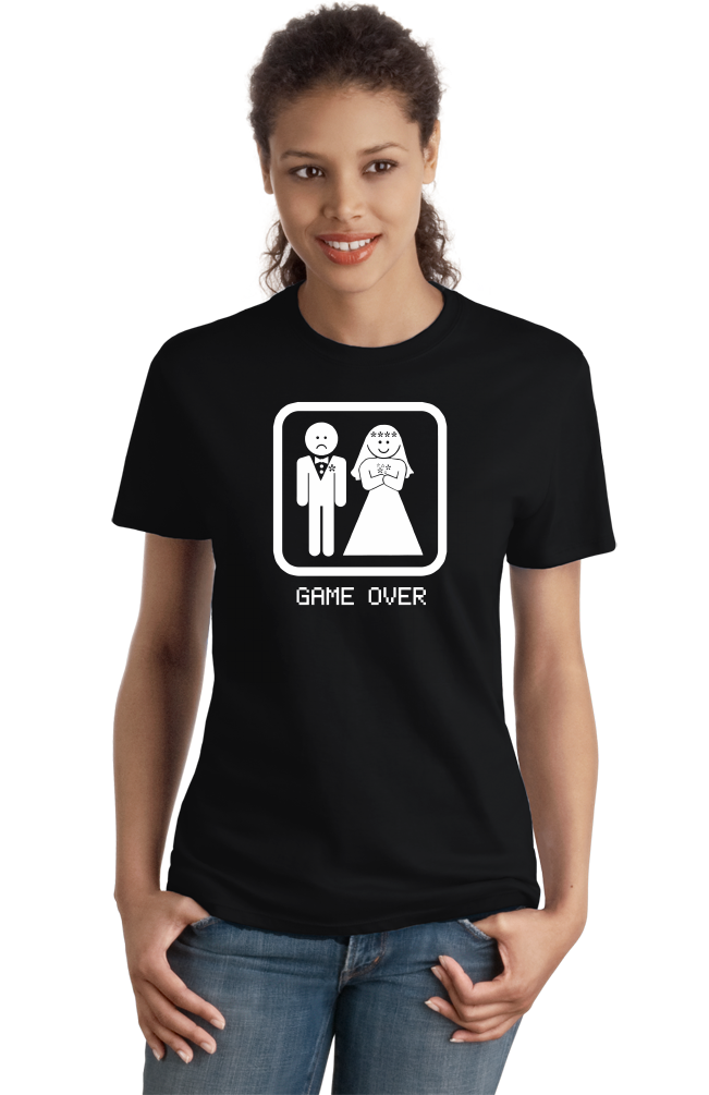 Ladies Black Game Over - Bachelor Party Groom Funny Marriage Guy Gift Joke T-shirt