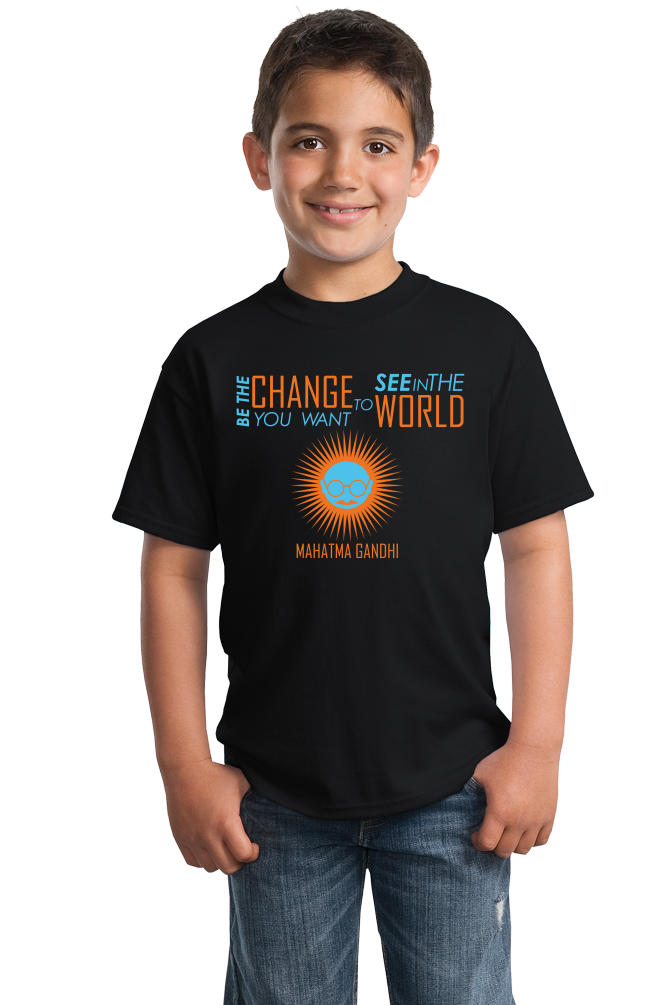 Youth Black Be The Change You Want to See In the World - Gandhi Quote T-shirt