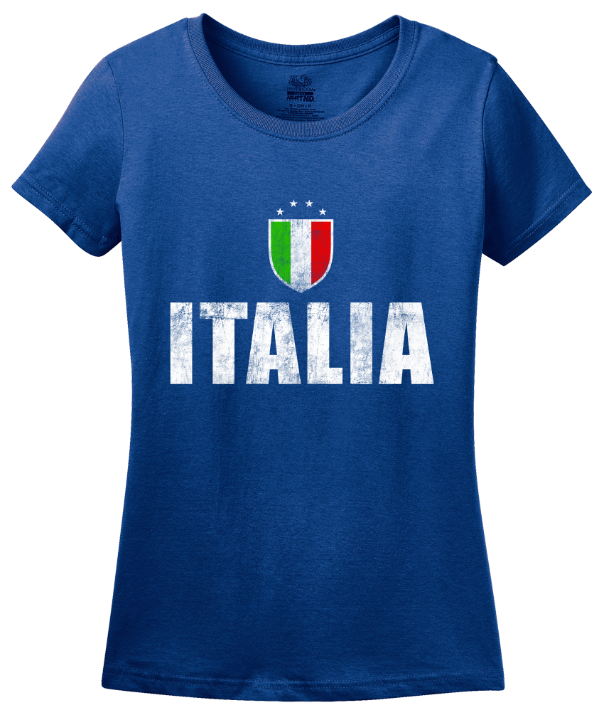 Ladies Royal Italia / Italy Soccer - Italian Pride Love World Cup Futbol Fan T-shirt