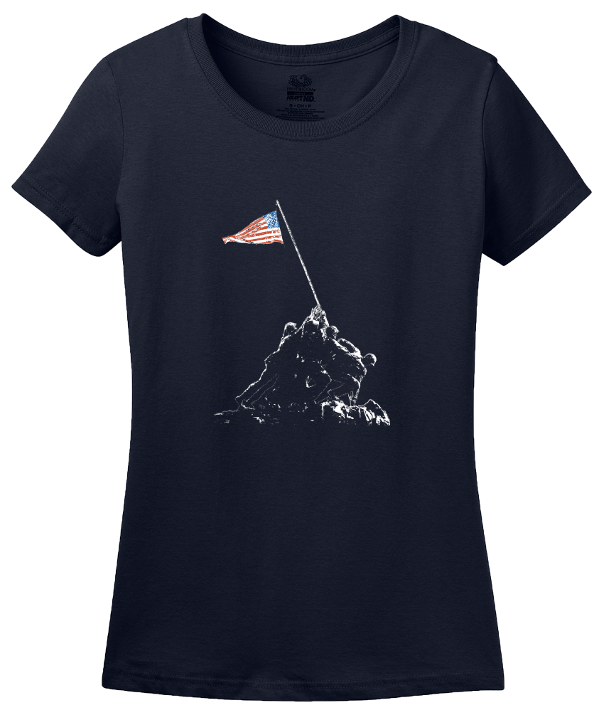 Ladies Navy Iwo Jima Flag Raising - WW2 History Marines Pride USMC T-shirt