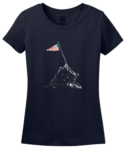 Ladies Navy Iwo Jima Flag Raising - WW2 History Marines Pride USMC T-shirt