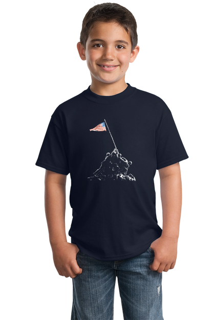 Youth Navy Iwo Jima Flag Raising - WW2 History Marines Pride USMC T-shirt