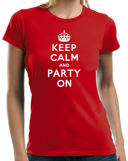 Ladies Red Keep Calm And Party On - St. Patrick's Day Funny Party T-shirt