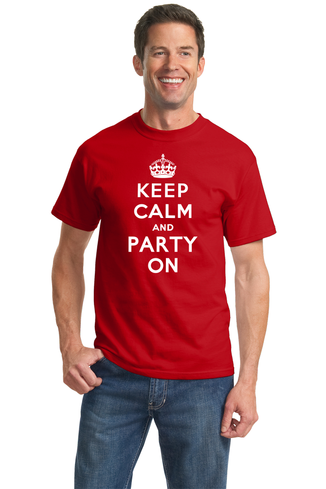Standard Red Keep Calm And Party On - St. Patrick's Day Funny Party T-shirt