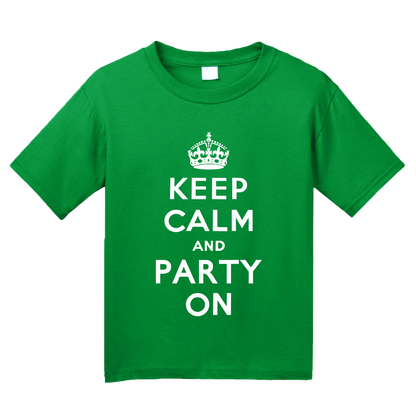 Youth Green Keep Calm And Party On - St. Patrick's Day Funny Party T-shirt