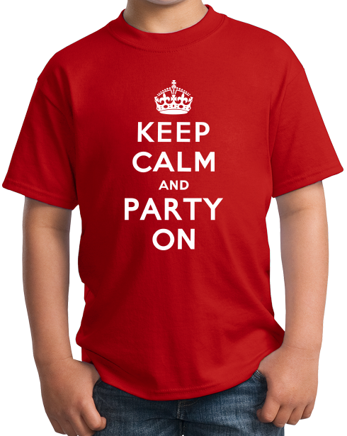 Youth Red Keep Calm And Party On - St. Patrick's Day Funny Party T-shirt