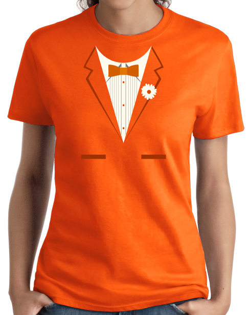 Ladies Orange Orange Tuxedo - Funny Easy Costume Party Wedding Prom T-shirt
