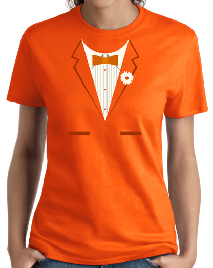 Ladies Orange Orange Tuxedo - Funny Easy Costume Party Wedding Prom T-shirt