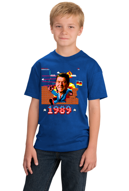 Youth Royal Epic Ronald Reagan Punching Through Berlin Wall - Patriotism T-shirt