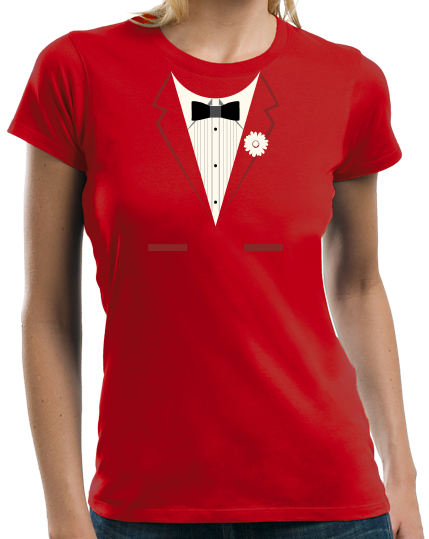 Ladies Red Red Tuxedo - Silly Gag Prom Wedding Tux Party Funny T-shirt