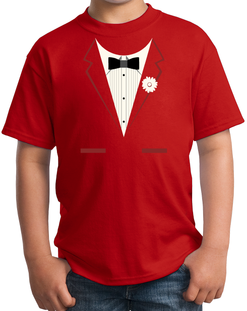 Youth Red Red Tuxedo - Silly Gag Prom Wedding Tux Party Funny T-shirt