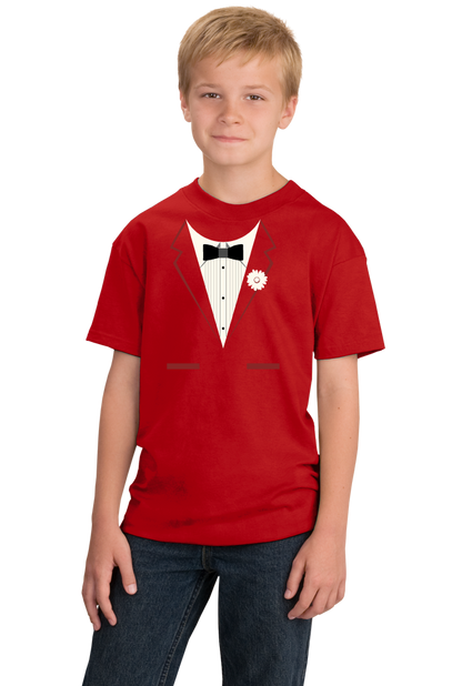 Youth Red Red Tuxedo - Silly Gag Prom Wedding Tux Party Funny T-shirt