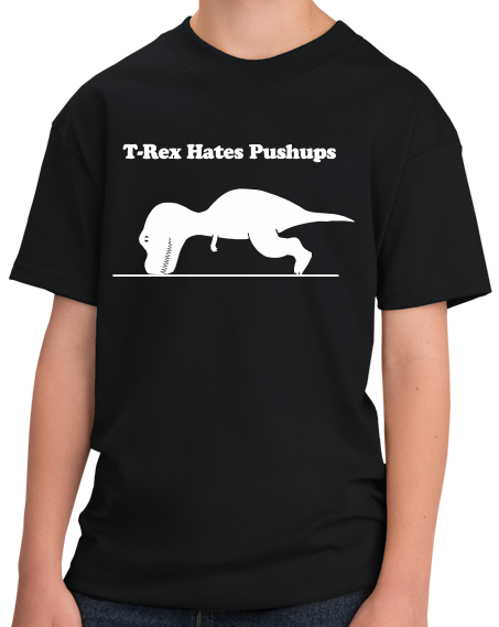 Youth Black T-REX CAN'T DO PUSH-UPS T-shirt
