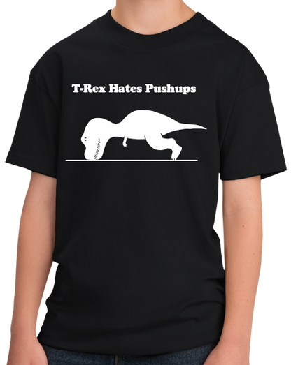 Youth Black T-REX CAN'T DO PUSH-UPS T-shirt