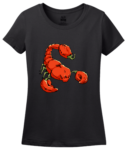 Ladies Black Trinidad Moruga Scorpion Pepper - Pepper Fan Hot Spicy Foodie T-shirt