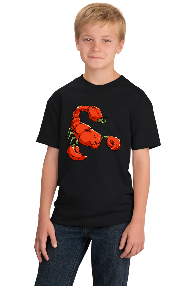 Youth Black Trinidad Moruga Scorpion Pepper - Pepper Fan Hot Spicy Foodie T-shirt