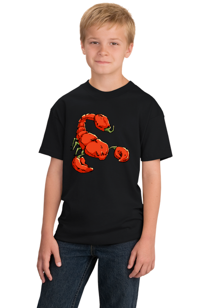 Youth Black Trinidad Moruga Scorpion Pepper - Pepper Fan Hot Spicy Foodie T-shirt