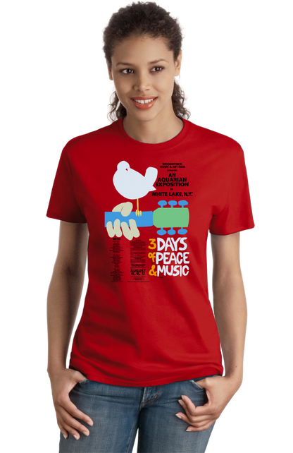 Ladies Red WOODSTOCK POSTER TEE T-shirt