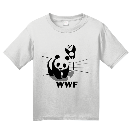 Youth White World Wildlife Wrestling Fund - WWF Funny Cute Pandas Panda Love T-shirt