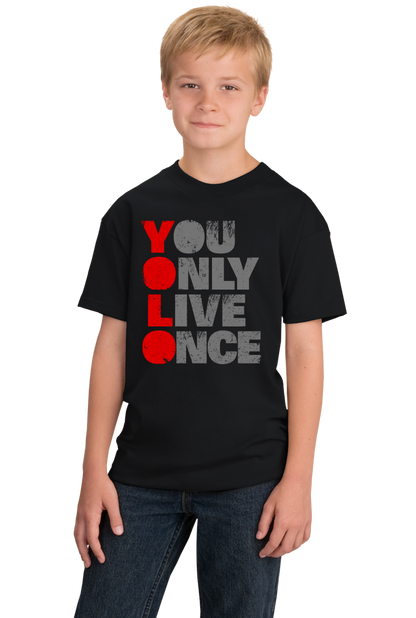 Youth Black YOU ONLY LIVE ONCE (YOLO) Tee T-shirt