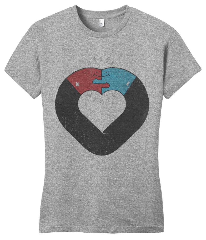 Girly Grey OPPOSITES ATTRACT T-shirt