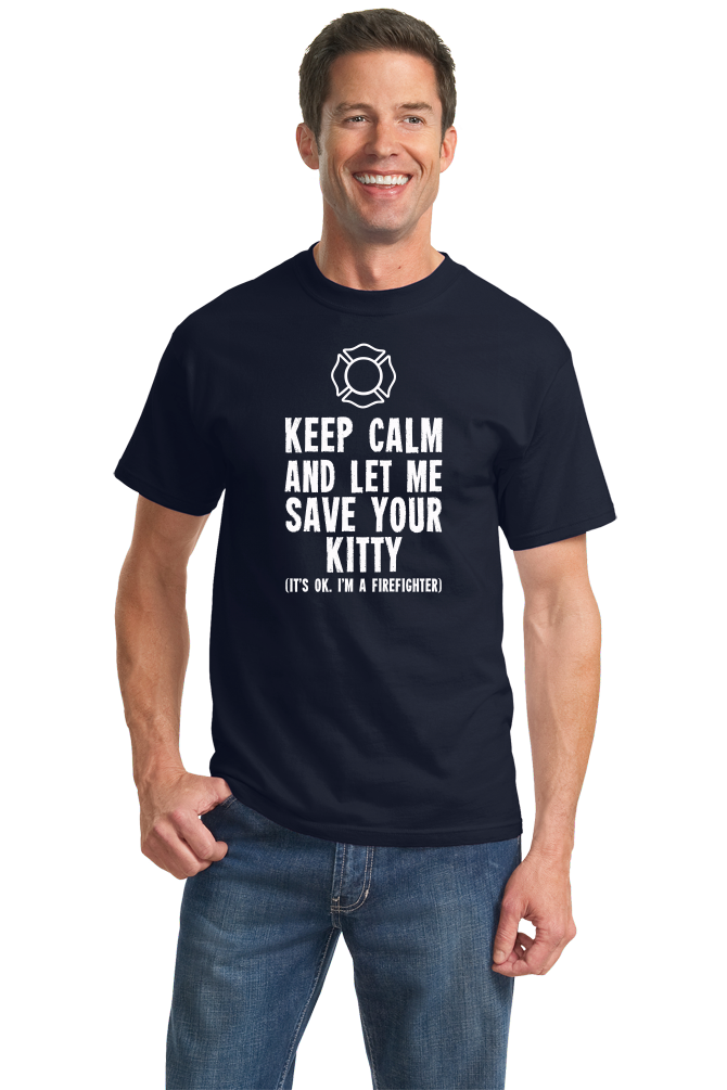 Unisex Navy RRDA - Keep Calm and let me Save Your Kitty T-shirt