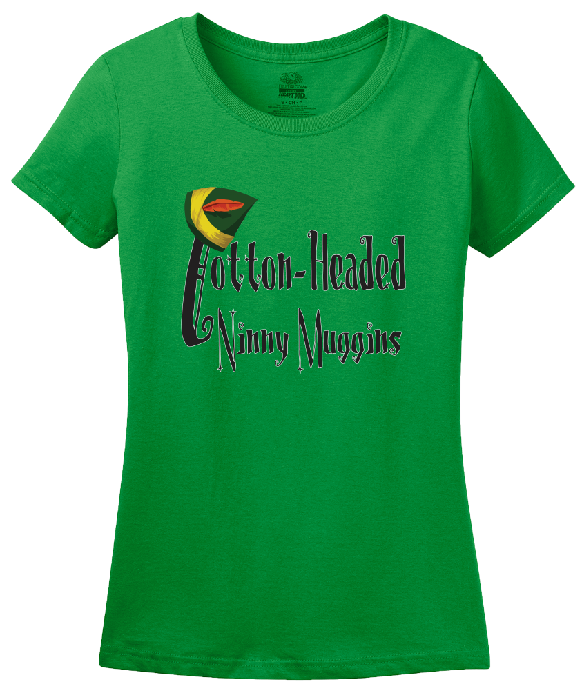 Ladies Green Cotton-Headed Ninny - Elf Christmas Doofus Fool Joke Funny T-shirt