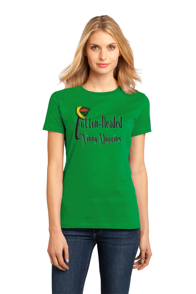 Ladies Green Cotton-Headed Ninny - Elf Christmas Doofus Fool Joke Funny T-shirt