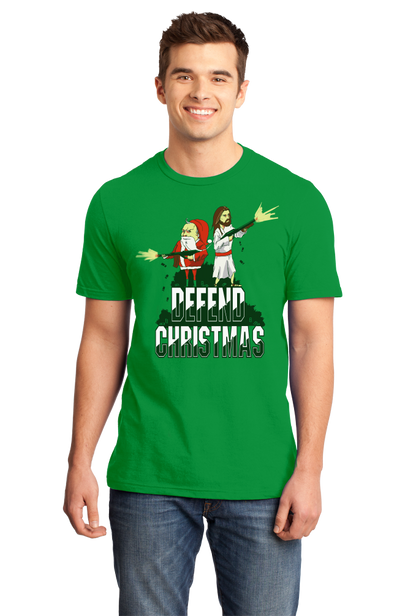 Standard Green Defend Christmas! - Christmas Christ In Jesus Santa Fun Humor T-shirt