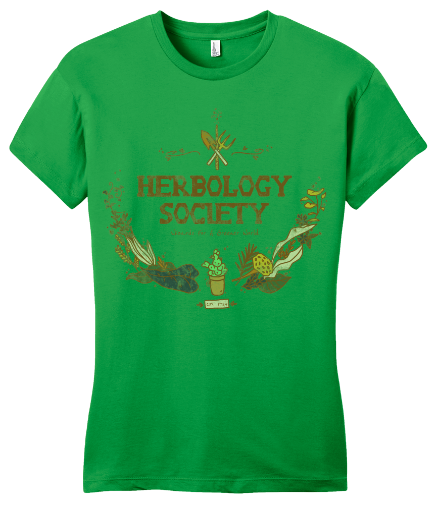 Girly Green Herbology Society Harry Potter Inspired Fan Tee T-shirt